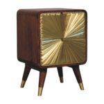 Avora Brass Embossed 2 Drawer Chestnut Nightstand1