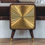 Avora Brass Embossed 2 Drawer Chestnut Nightstand5