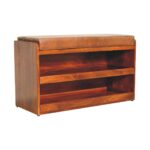 Buffalo Hide Pull out Chestnut Shoe Storage Bench1