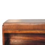 Buffalo Hide Pull out Chestnut Shoe Storage Bench2