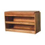 Buffalo Hide Pull out Oak-ish Shoe Storage Bench1