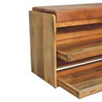 Buffalo Hide Pull out Oak-ish Shoe Storage Bench2