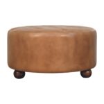 Buffalo hide leather Round Ottoman