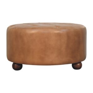 Buffalo hide leather Round Ottoman