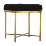 Clover Black Velvet Footstool1