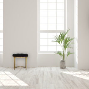White empty room. Scandinavian interior design. 3D illustration