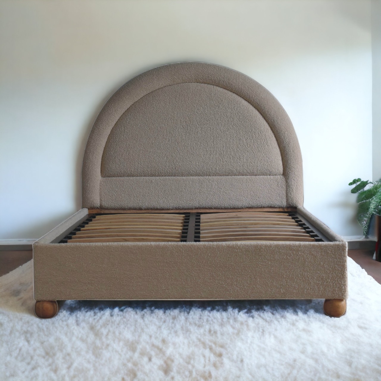 Cream Boucle Double Bed5