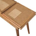 Larissa Triple Accent Oak-ish Cane Bench2