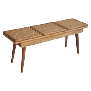 Larissa Triple Accent Oak-ish Cane Bench3