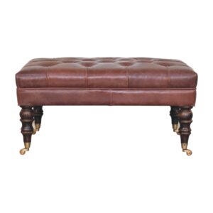 Leather Ottoman with Castor Legs