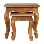 Oak-ish French Style Stool Set1