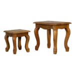 Oak-ish French Style Stool Set2