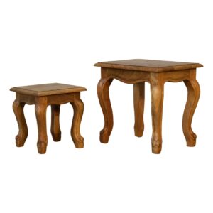 Oak-ish French Style Stool Set2