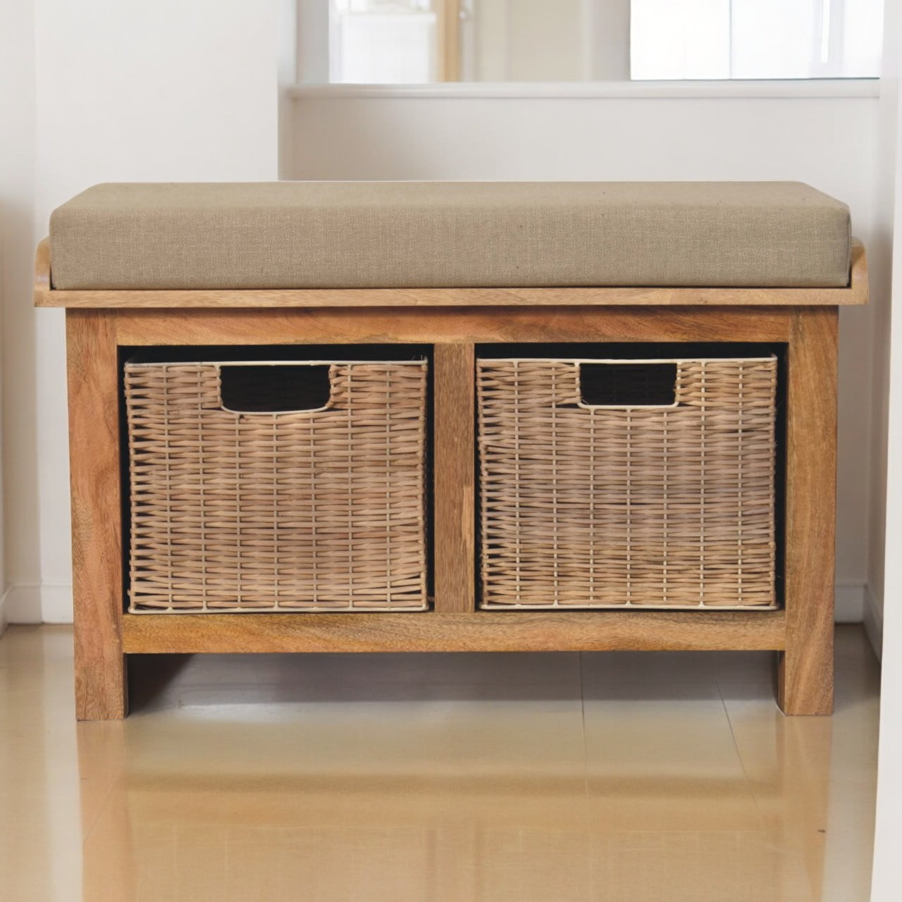 Rattan Basket Linen Bench5
