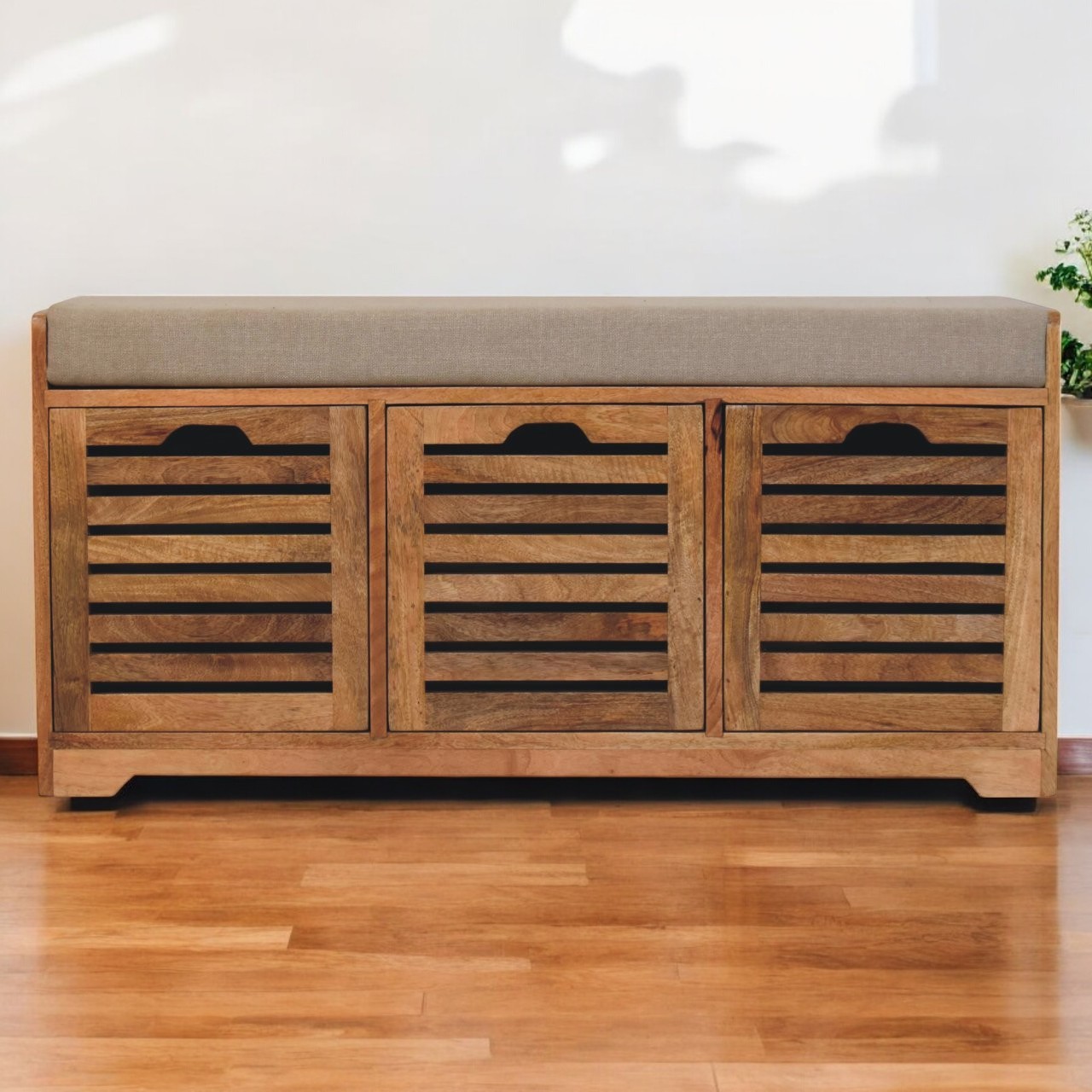 Shutter Oak-ish Shoe Bench4