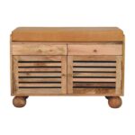 Shutter Oak-ish Shoe Rack with 2 drawers