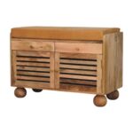 Shutter Oak-ish Shoe Rack with 2 drawers1