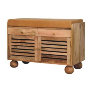 Shutter Oak-ish Shoe Rack with 2 drawers1