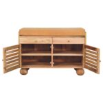 Shutter Oak-ish Shoe Rack with 2 drawers3