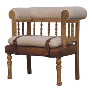 Strapped Hallway Boucle Bench1