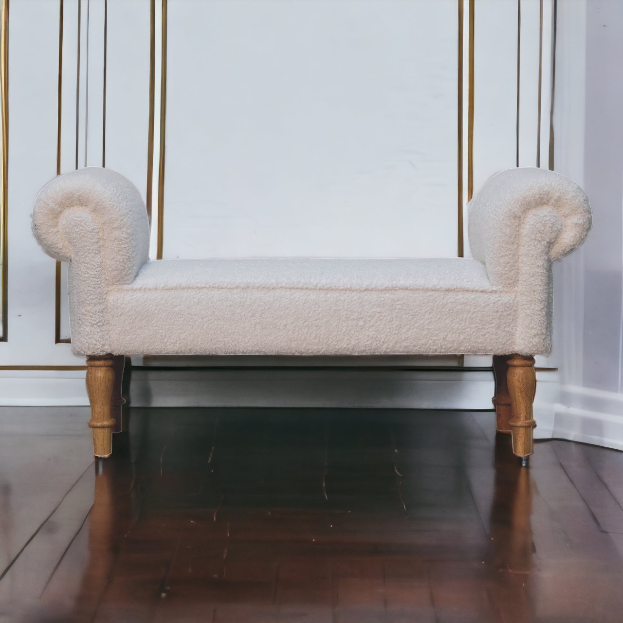 White Boucle Bedroom Bench5