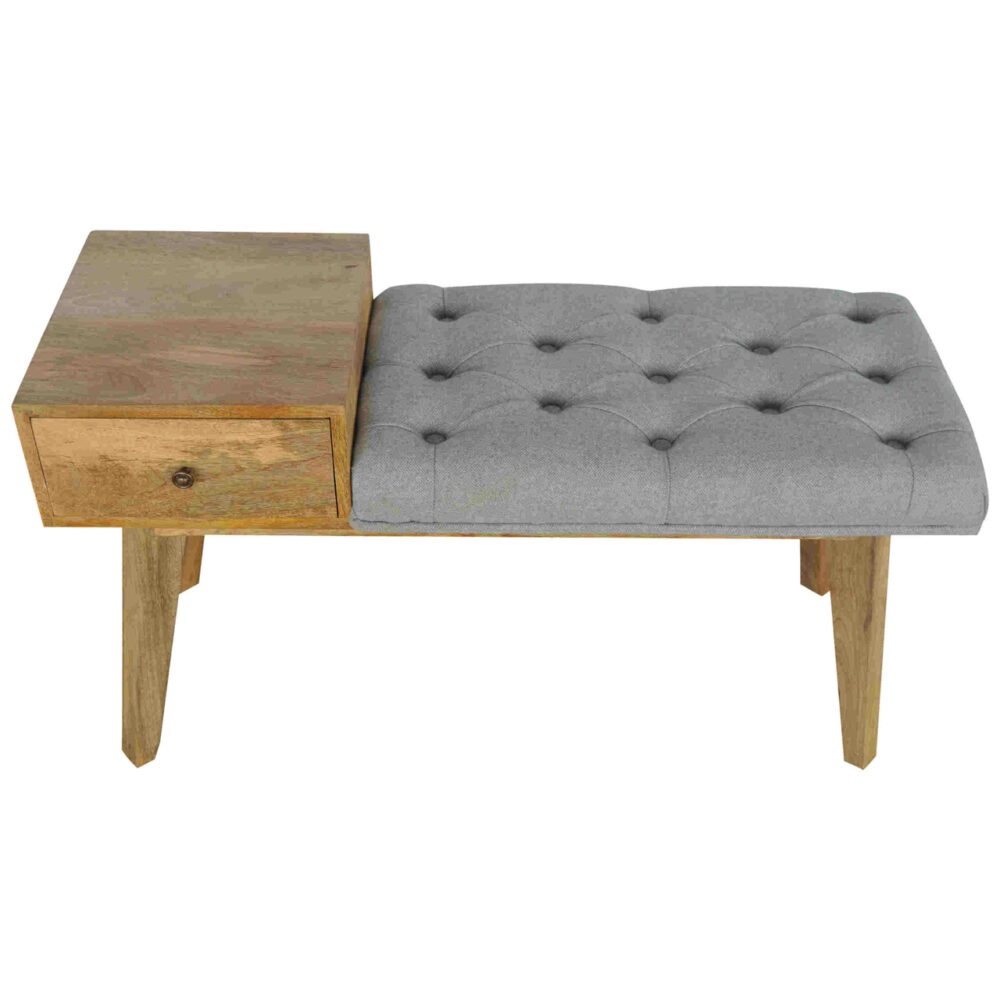 Grey Tweed Bench with 1 Drawer1 Grey Tweed Bench with 1 Drawer1