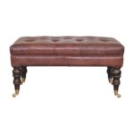 Leather Ottoman with Castor Legs