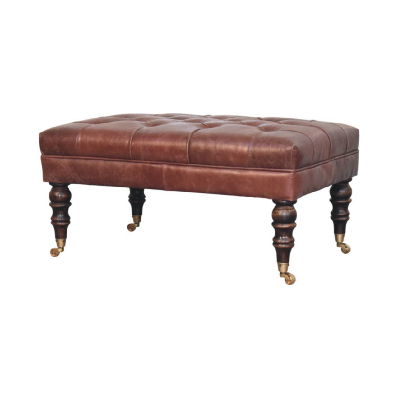 Leather Ottoman with Castor Legs1 Leather Ottoman with Castor Legs1