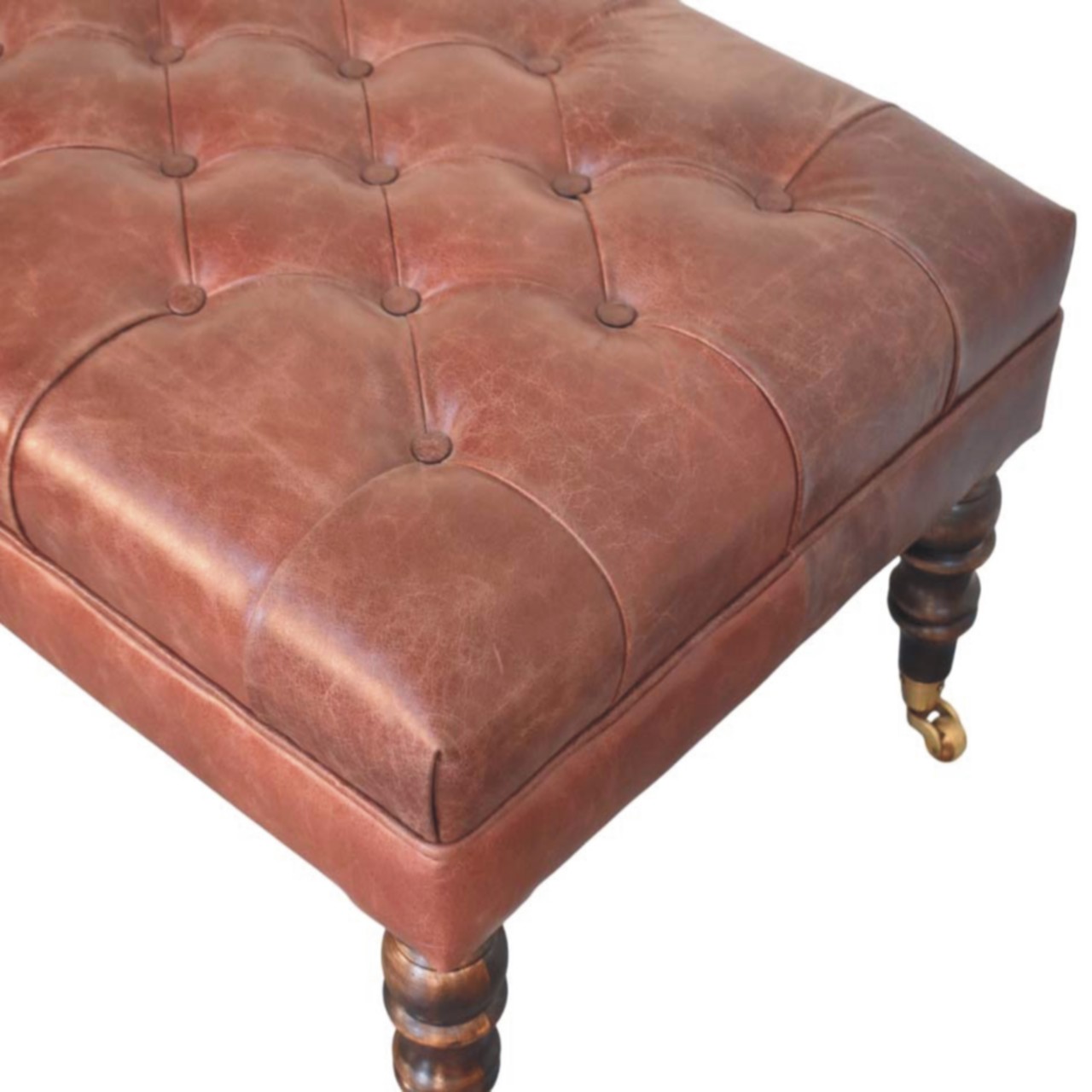 Leather Ottoman with Castor Legs2 Leather Ottoman with Castor Legs2